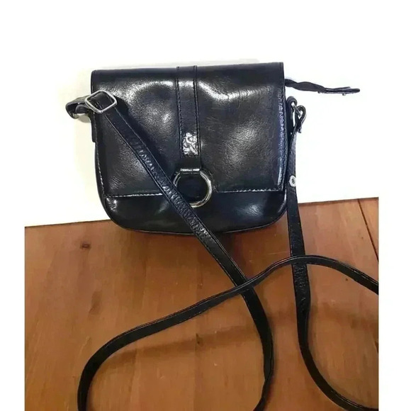 Ashwood Handbags Handbags - Ashwood genuine leather black crossbody bag with adjustable strap small